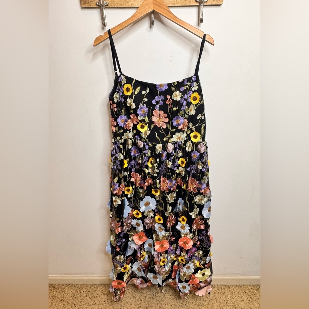 Azazie Atelier Nia Black And Multi Floral Midi Dress - Picture 6 of 10